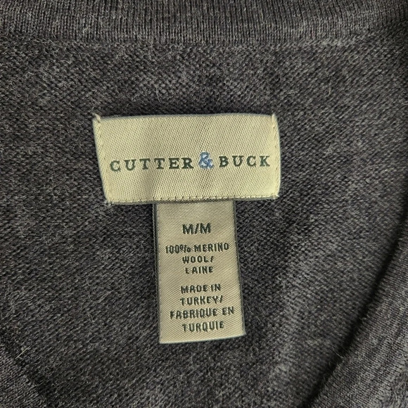 CUTTER & BUCK VINTAGE Wool Blend V- Neck Sweater Vest, Charcoal Gray, Men'… - Picture 4 of 4